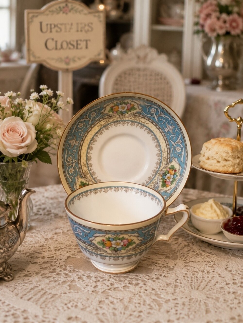 Crown Staffordshire England Teacup Saucer English Bone China Tea Cup Tea Time